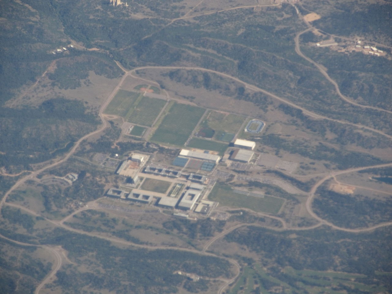 Aerial perspective of the Air Force Academy area for board of visitors context